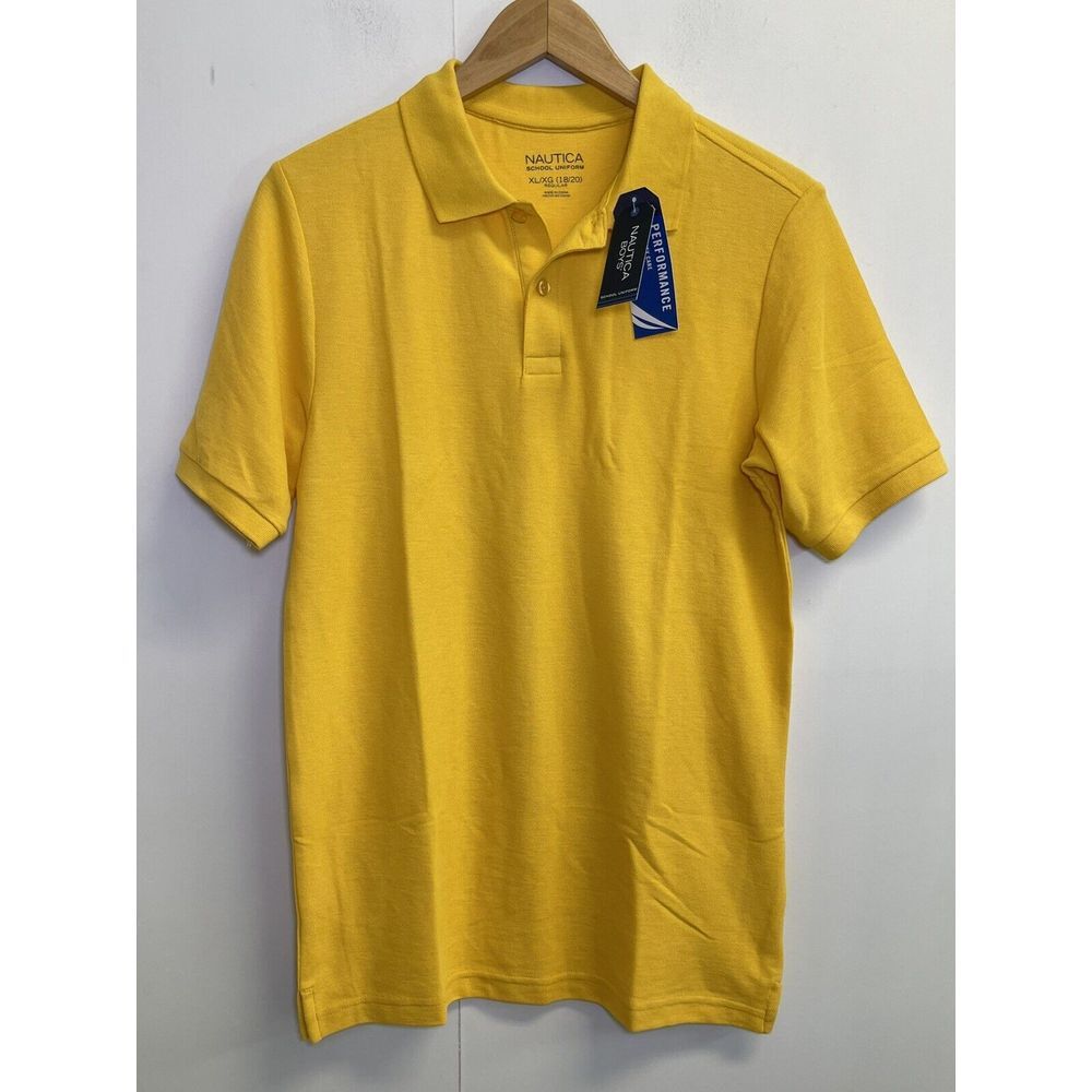 NEW Nautica Boy's School Uniform Short Sleeve Polo Shirt TAGLESS Gold